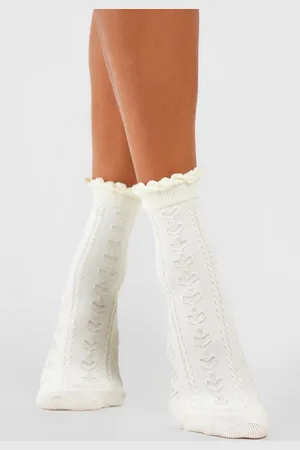 Boohoo Scallop Edge Openwork Knitted Socks - - ONE SIZE