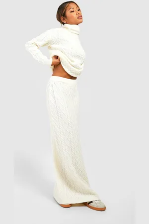 Boohoo Cable Turtleneck Jumper And Maxi Skirt Knitted Co-Ord - - 8