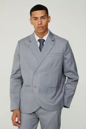 Boohoo Textured Double Breasted Suit Jacket - - 34
