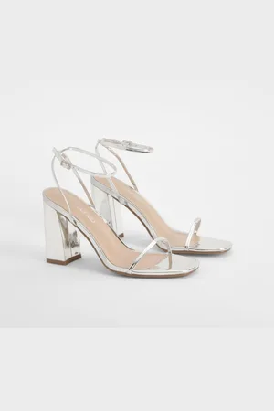 Boohoo Metallic Patent Block Heel Two Part Sandals - - 9