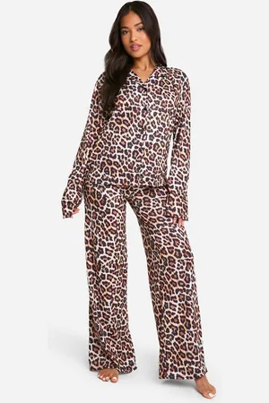 Boohoo Petite Leopard Print Long Sleeve Shirt & Trousers Pyjama Set - - 6