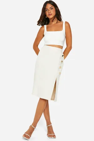 Boohoo Button Detail Midi Skirt - - 6