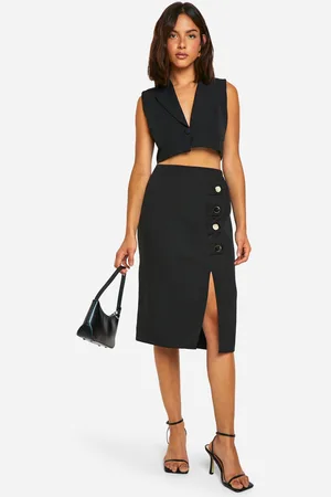 Boohoo Button Detail Midi Skirt - - 6