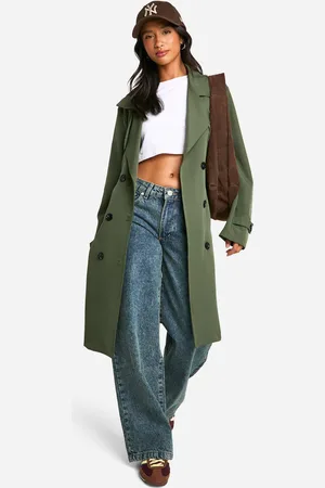 Boohoo Petite Button Detail Belted Trench Coat - - 16