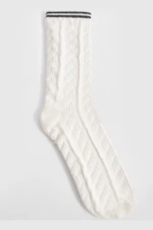 Boohoo Single Cable Knit Sports Socks - - ONE SIZE