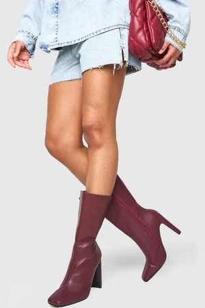 Boohoo Wide Fit Square Toe Heeled Boots - - 7