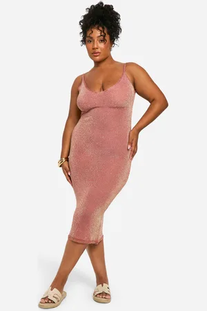 Boohoo Plus Glitter Knitted Backless Midaxi Dress - - 20