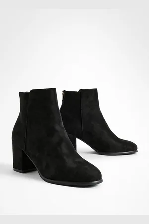 Boohoo Wide Fit Faux Suede Low Block Heel Ankle Boots - - 6