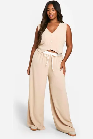 Boohoo Plus Waistcoat & Contrast Wide Leg Pants Co Ord - - 28