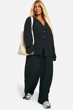 Boohoo Plus Woven Oversized Shirt & Drawstring Pants Co Ord - - 28