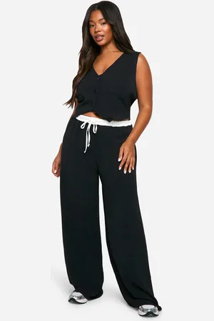 Boohoo Plus Waistcoat & Contrast Wide Leg Pants Co Ord - - 28