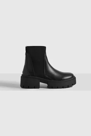 Boohoo Wide Fit Knit Detail Chunky Chelsea Boots - - 8