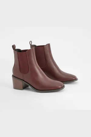 Boohoo Wooden Block Heel Tab Detail Shoe Boots - - 8