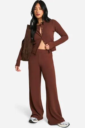 Boohoo Petite Crinkle Cradigan And Wide Leg Pants Co-Ord - - 16