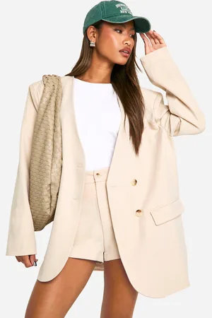 Boohoo Marl Collarless Relaxed Fit Blazer - - 6