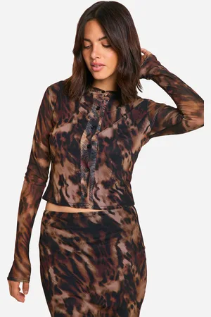 Boohoo Leopard Print Mesh Cardigan - - 6