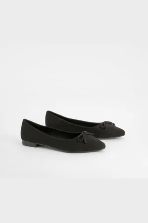 Boohoo Wide Fit Bow Pointed Toe Ballerina - - 6