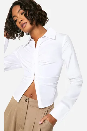 Boohoo Tall Fitted Ruched Shirt - - 16