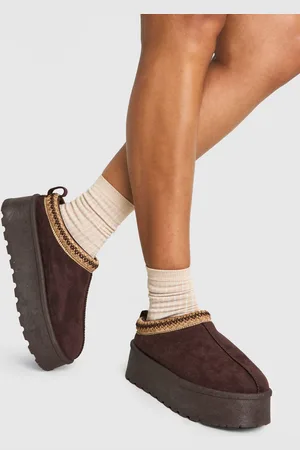 Boohoo Embroidered Platform Cosy Mules - - 5
