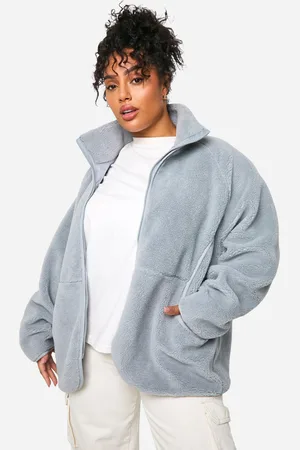 Boohoo Plus Oversized Teddy Zip Up Jacket - - 16