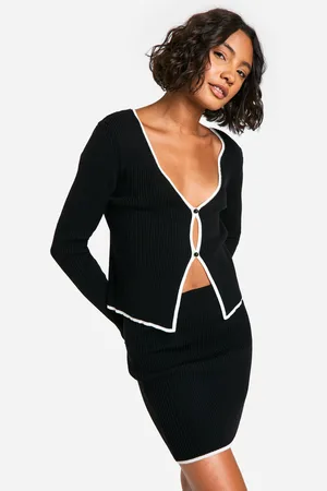 Boohoo Tall Contrast Binding Knitted Mini Skirt Co Ord - - 8