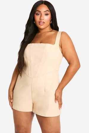 Boohoo Plus Woven Corset Playsuit - - 16
