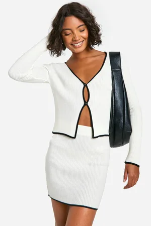Boohoo Tall Contrast Binding Knitted Mini Skirt Co Ord - - 8