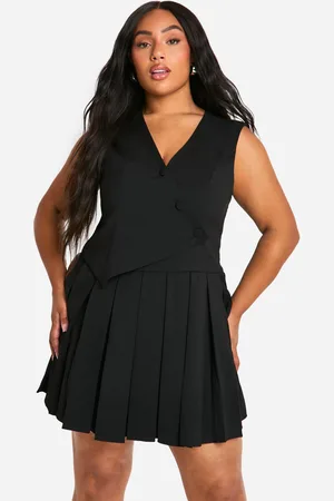 Boohoo Plus Tailored Pleated Skort Playsuit - - 16
