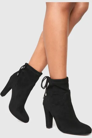 Boohoo Wide Fit Faux Suede Ankle Detail Block Heeled Boots - - 6
