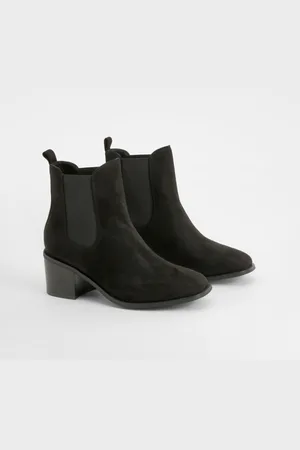 Boohoo Wide Fit Panel Detail Low Block Heeled Shoe Boots - - 5
