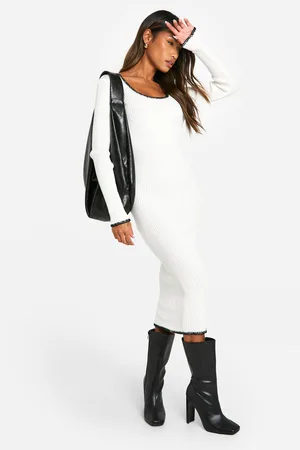 Boohoo Rib Knitted Blanket Stitch Midaxi Dress - - 12