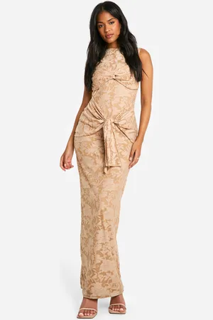 Boohoo Tall Burnout Floral Tie Twist Maxi Dress - - 4