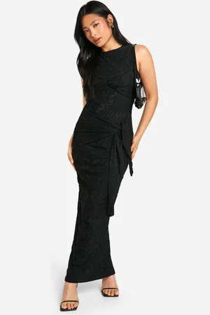 Boohoo Petite Burnout Floral Tie Twist Maxi Dress - - 8