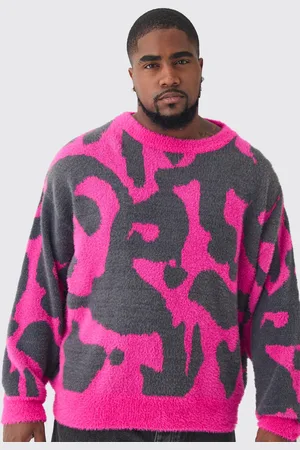 Boohoo Plus Fluffy Knit Abstract Sweatshirt - - XXL