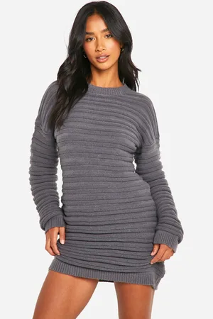 Boohoo Petite Open Back Knitted Jumper Dress - - S