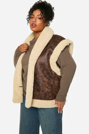 Boohoo Plus Teddy Fur Oversized Gilet - - 16