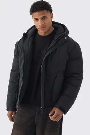 Boohoo Padded Drawcord Hooded Parka Coat In - L