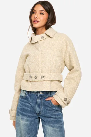 Boohoo Boucle Wool Look Short Trench Coat - - 8