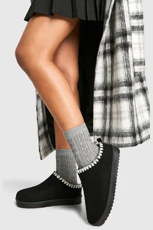 Boohoo Contrast Stitch Cosy Mules - - 5