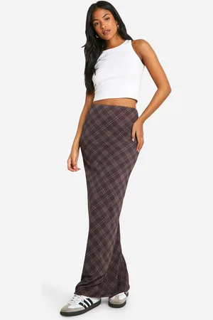 Boohoo Tall Check Mesh Maxi Skirt - - 8
