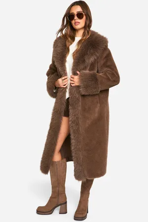 Boohoo Premium Faux Fur Bonded Midaxi Coat - - 14