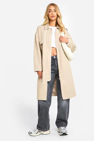 Boohoo Contrast Binding Detail Trench Coat - - 8