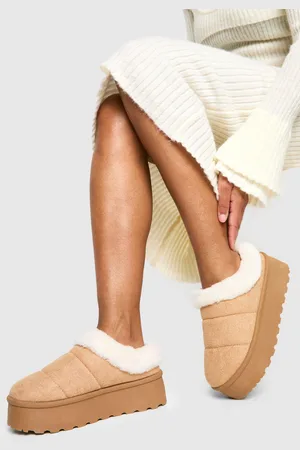 Boohoo Faux Fur Platform Cosy Mules - - 6