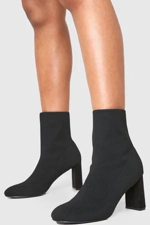 Boohoo Wide Fit Flat Heel Knitted Sock Boots - - 9