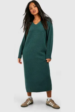Boohoo Slouchy Soft Knit Maxi Knitted Dress - - 8
