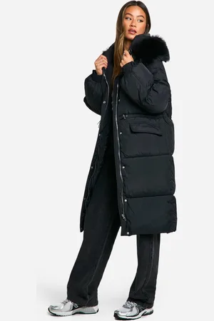 Boohoo Tall Faux Fur Hood Padded Parka - - 6