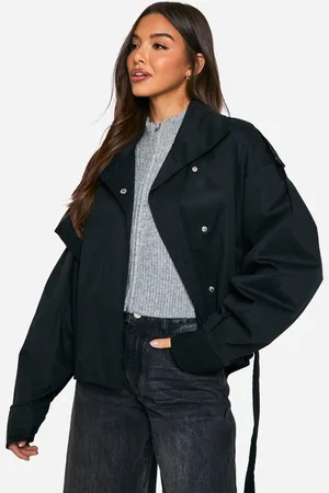 Boohoo Short Boxy Trench Coat - - 14