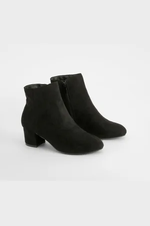 Boohoo Faux Suede Basic Block Heel Shoe Boots - - 5