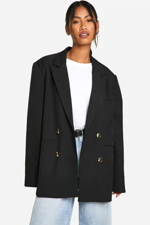 Boohoo Double Breasted Relaxed Fit Longline Blazer - - 6