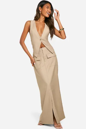 Boohoo Pocket Detail Woven Maxi Skirt - - 10